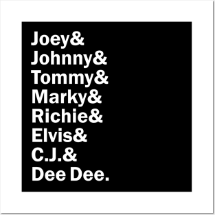 Funny Names x Ramones (Joey, Johnny, Dee Dee, Tommy, Marky, C Jay, Richie, Elvis) Posters and Art